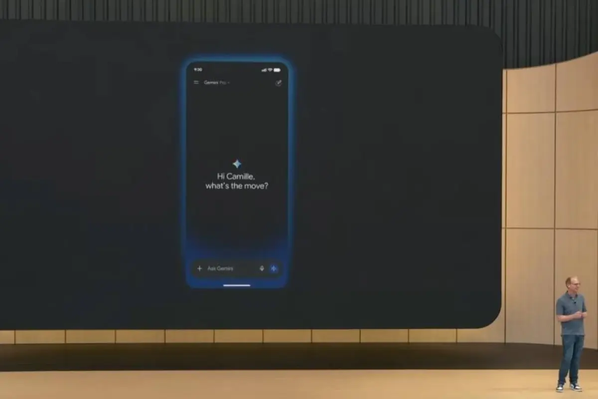 Pantalla de un teléfono inteligente que muestra la aplicación Gemini con animaciones