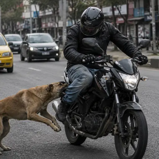 VIDEO | Motociclista es atacado por perros callejeros en Santa Ana y resulta con mordidas y raspones