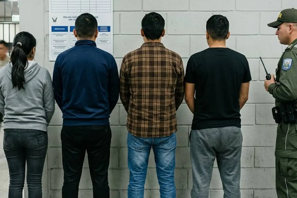 Los cuatro sospechosos fueron puestos a órdenes de las autoridades de justicia tras el operativo., Foto: Referencial IA