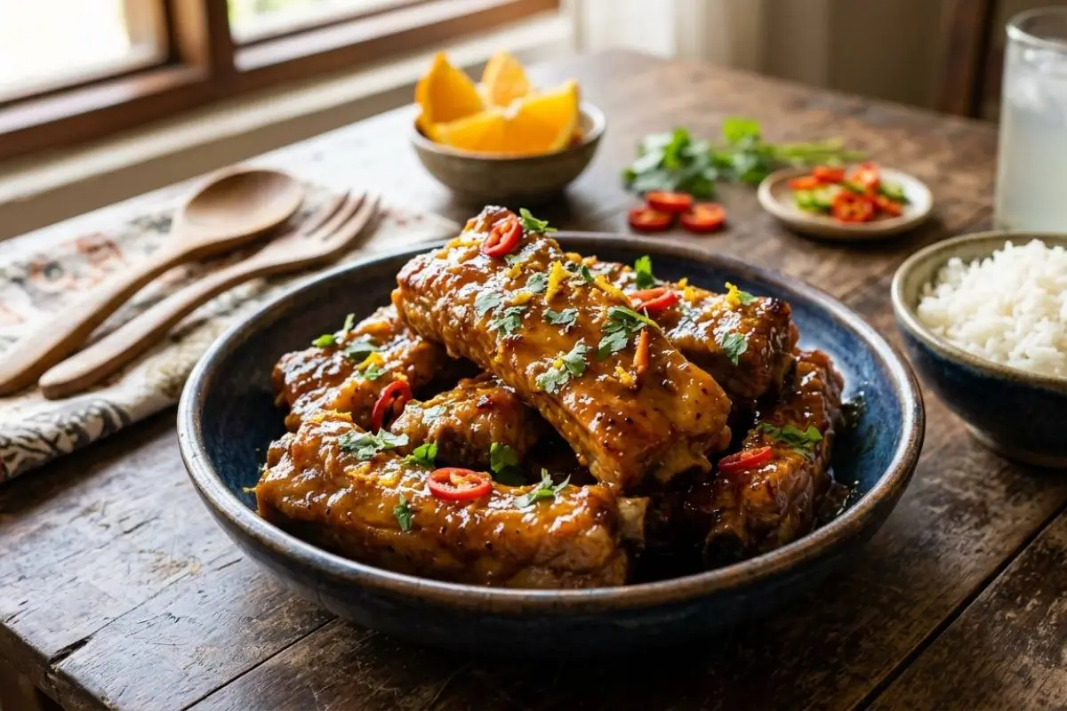 Las costillas agridulces serán un éxito en tus almuerzos familiares.