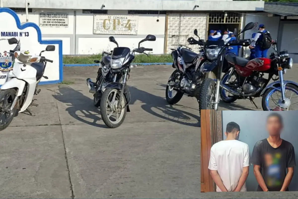 La persecución terminó con dos personas detenidas y cinco motos recuperadas., Cortesía