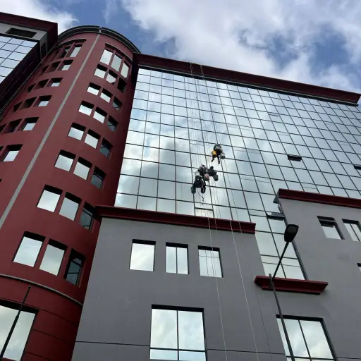Entre cabos y arneses, los “spiderman” dan mantenimiento a edificio La Previsora 