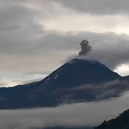 Alerta en el volcán Reventador tras video de gran columna de ceniza