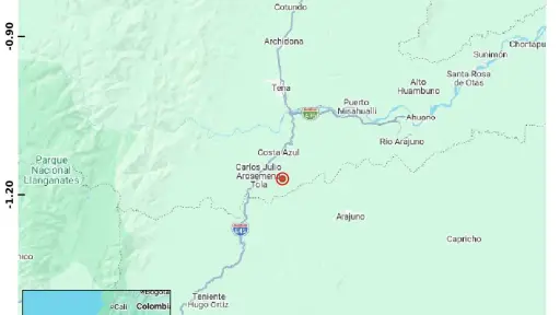 Sismo de magnitud 3.7 se registró cerca de Tena, en la provincia de Napo