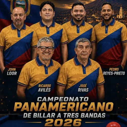 Ecuador define la nómina de seis billaristas para el Campeonato Panamericano de Tres Bandas en Lima