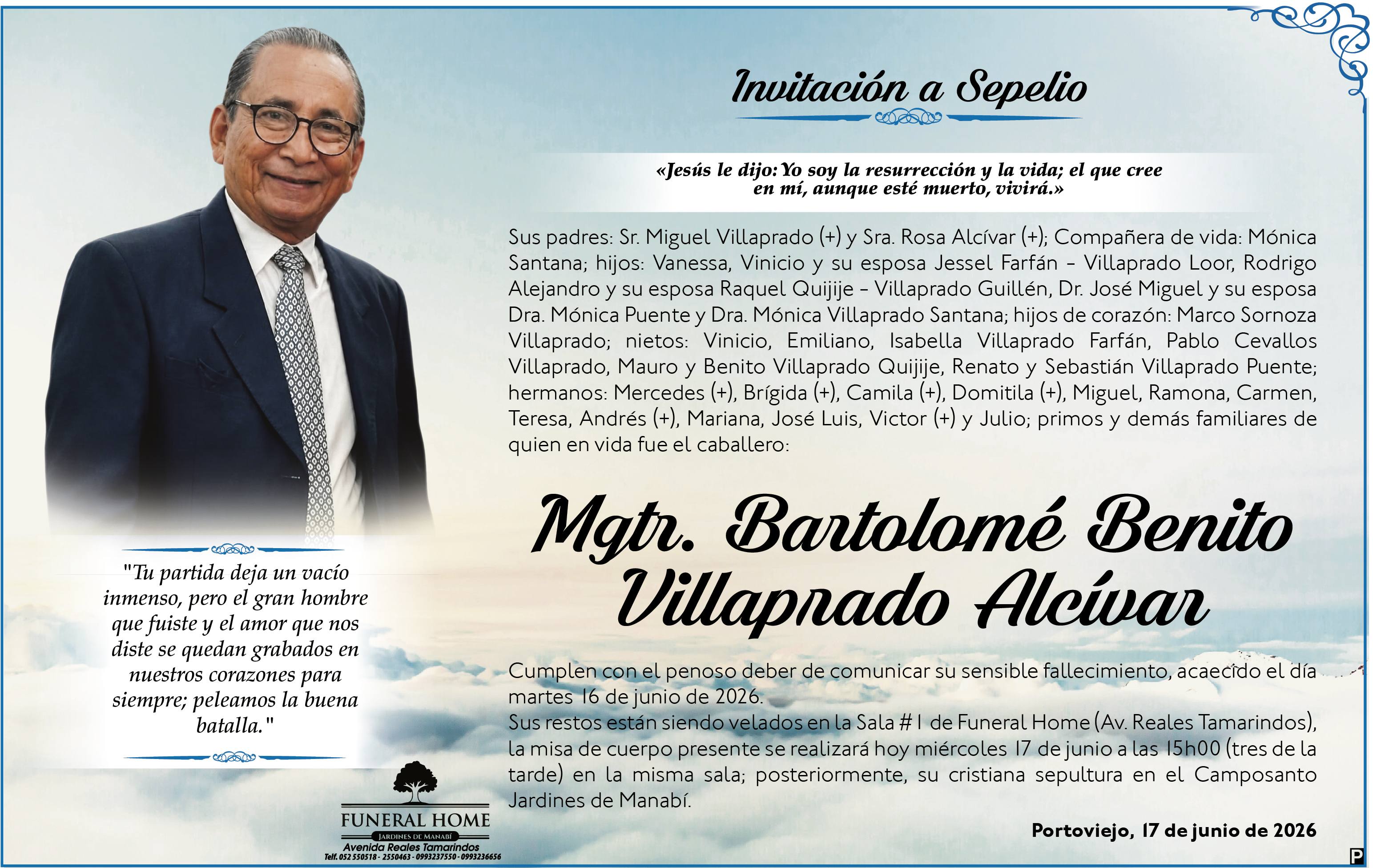 SEPELIO Mgtr. Bartolomé Benito Villaprado Alcívar, Medios Ediasa