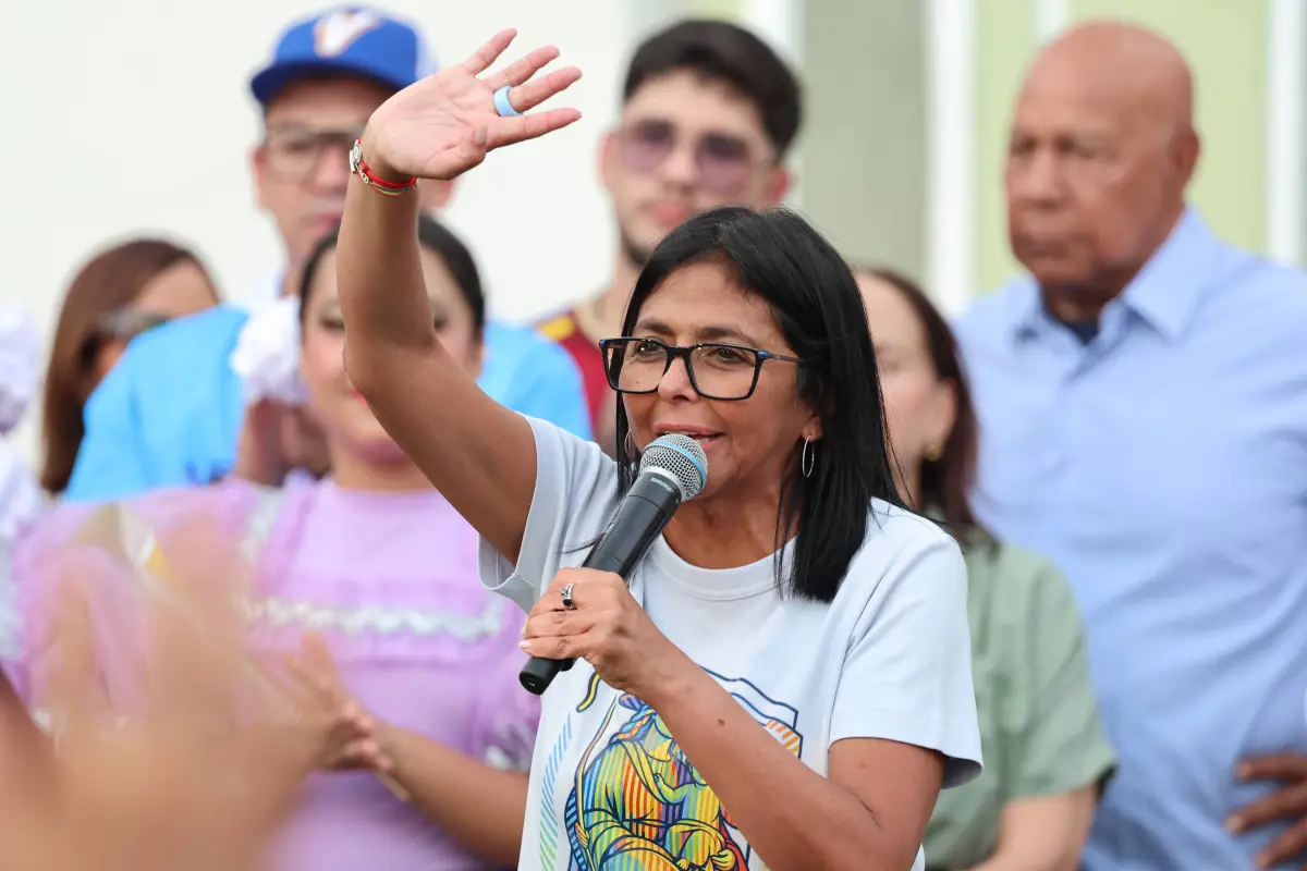 La presidenta encargada de Venezuela, Delcy Rodríguez, en un acto en el estado de Lara, en el noroeste del país.
