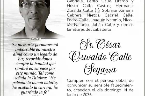 SEPELIO  SR. CÉSAR CALLE SEGARRA ,Medios Ediasa