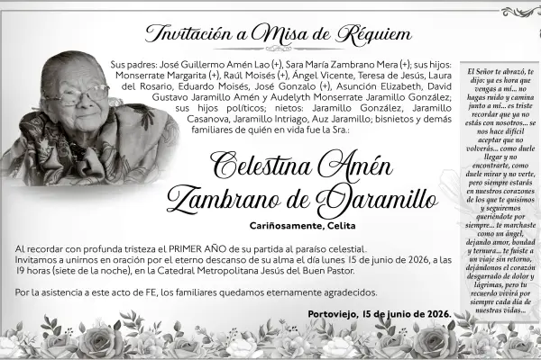 MISA Celestina Amén Zambrano de Jaramillo ,Medios Ediasa