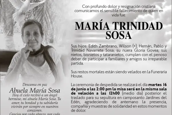 SEPELIO MARIA TRINIDAD SOSA ,medios ediasa