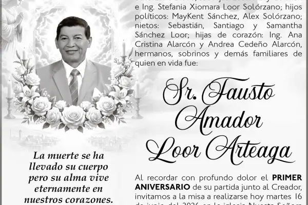 MISA FAUSTO AMADOR LOOR ARTEAGA ,medios ediasa
