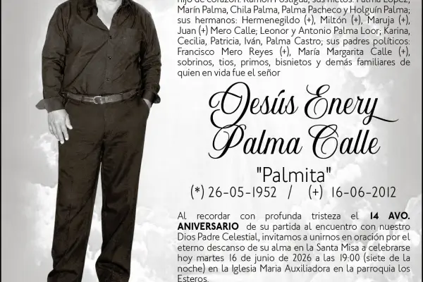 MISA JESUS ENERY PALMA CALLE ,medios ediasa
