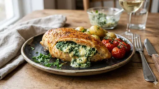 Paso a paso para preparar pechugas de pollo rellenas de espinacas y queso crema