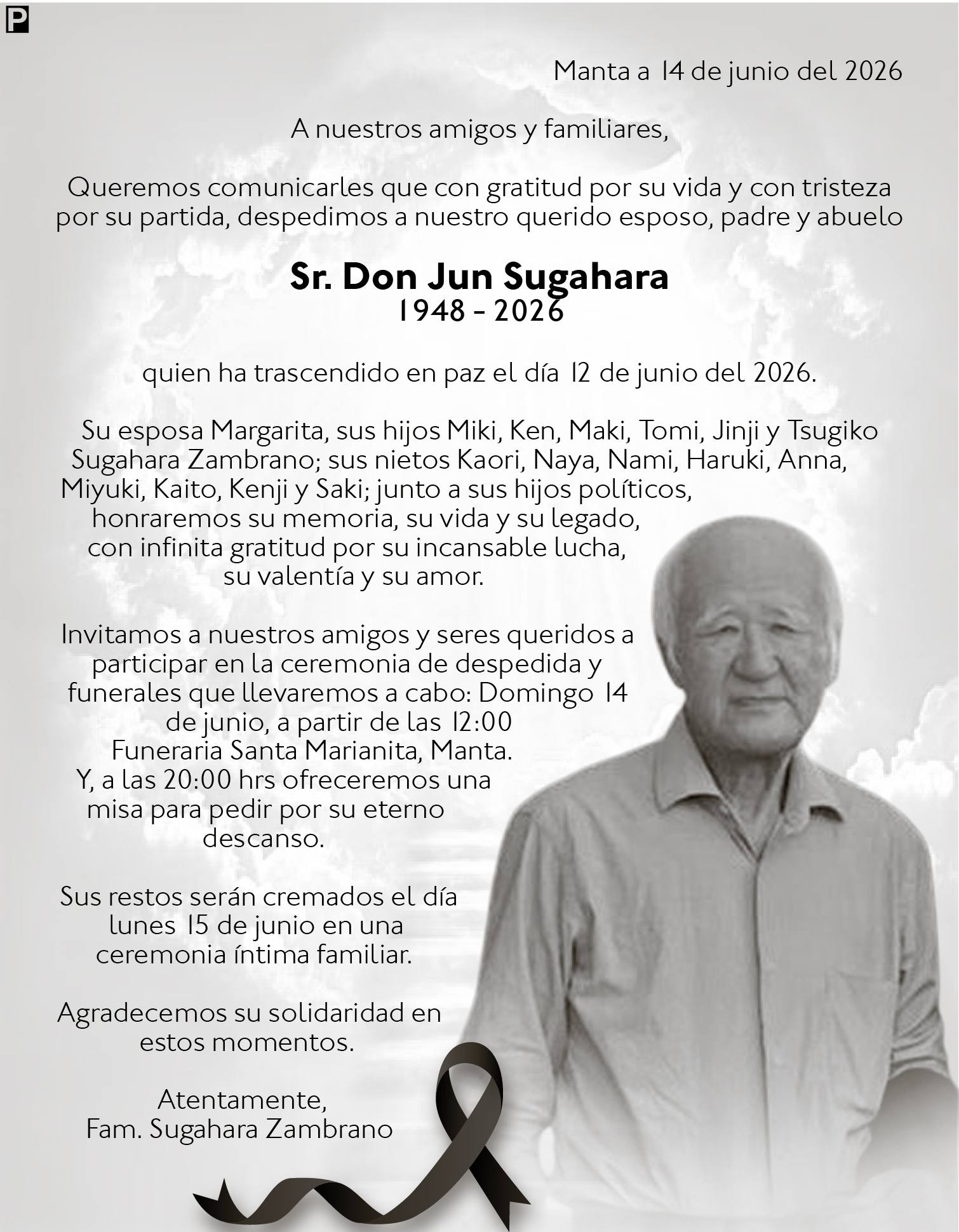 SEPELIO MISA DON JUAN SUGAHARA, medios ediasa