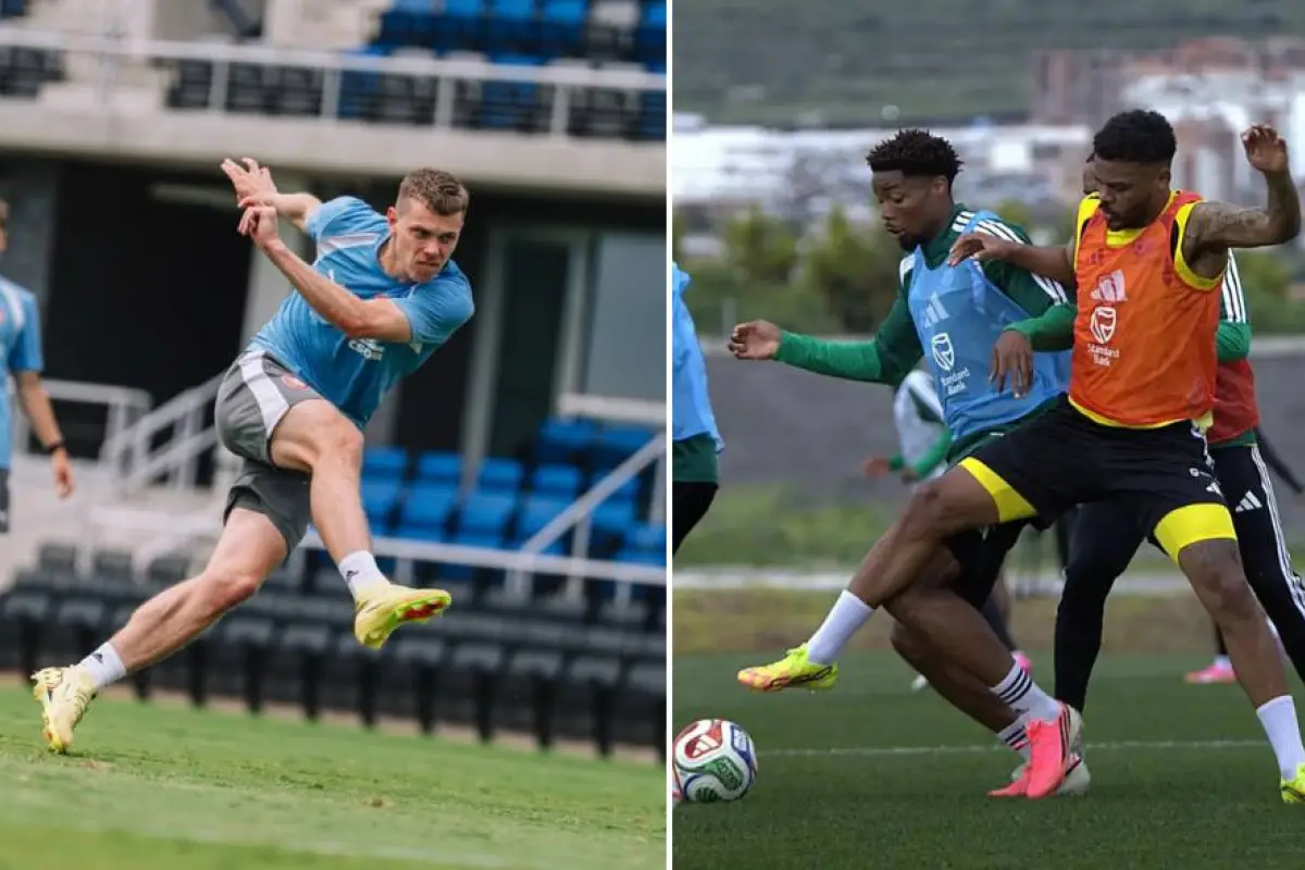 Jugadores de Rep. Checa y Sudáfrica durante entrenamientos realizados en días atrás.