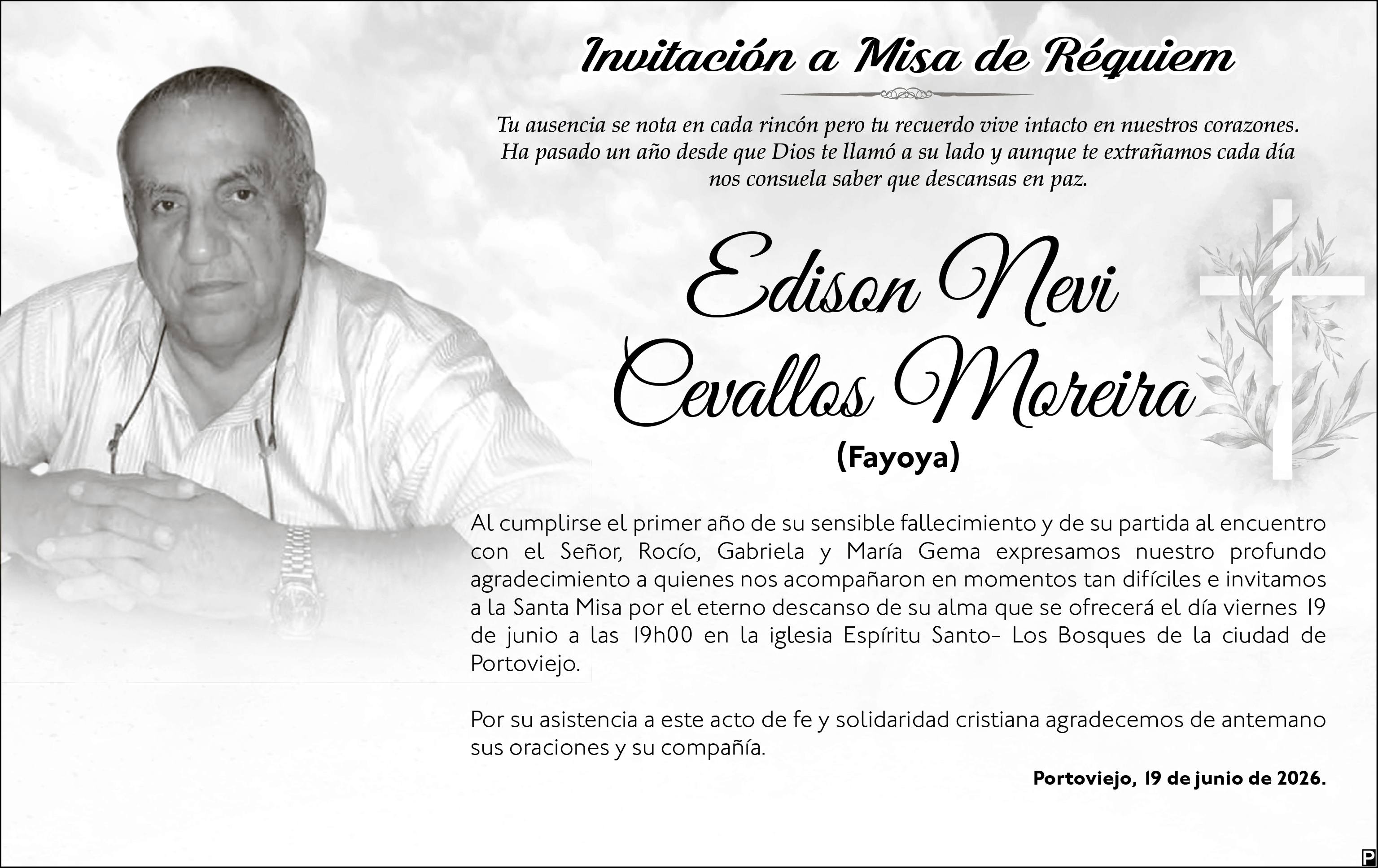 MISA EDISON NEVI CEVALLOS MOREIRA, Medios Ediasa