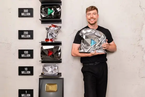 MrBeast compartió esta fotografía para celebrar su nuevo logro en YouTube.