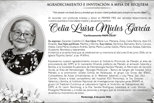 MISA CELIA LUISA MIELES GARCIA ,medios ediasa