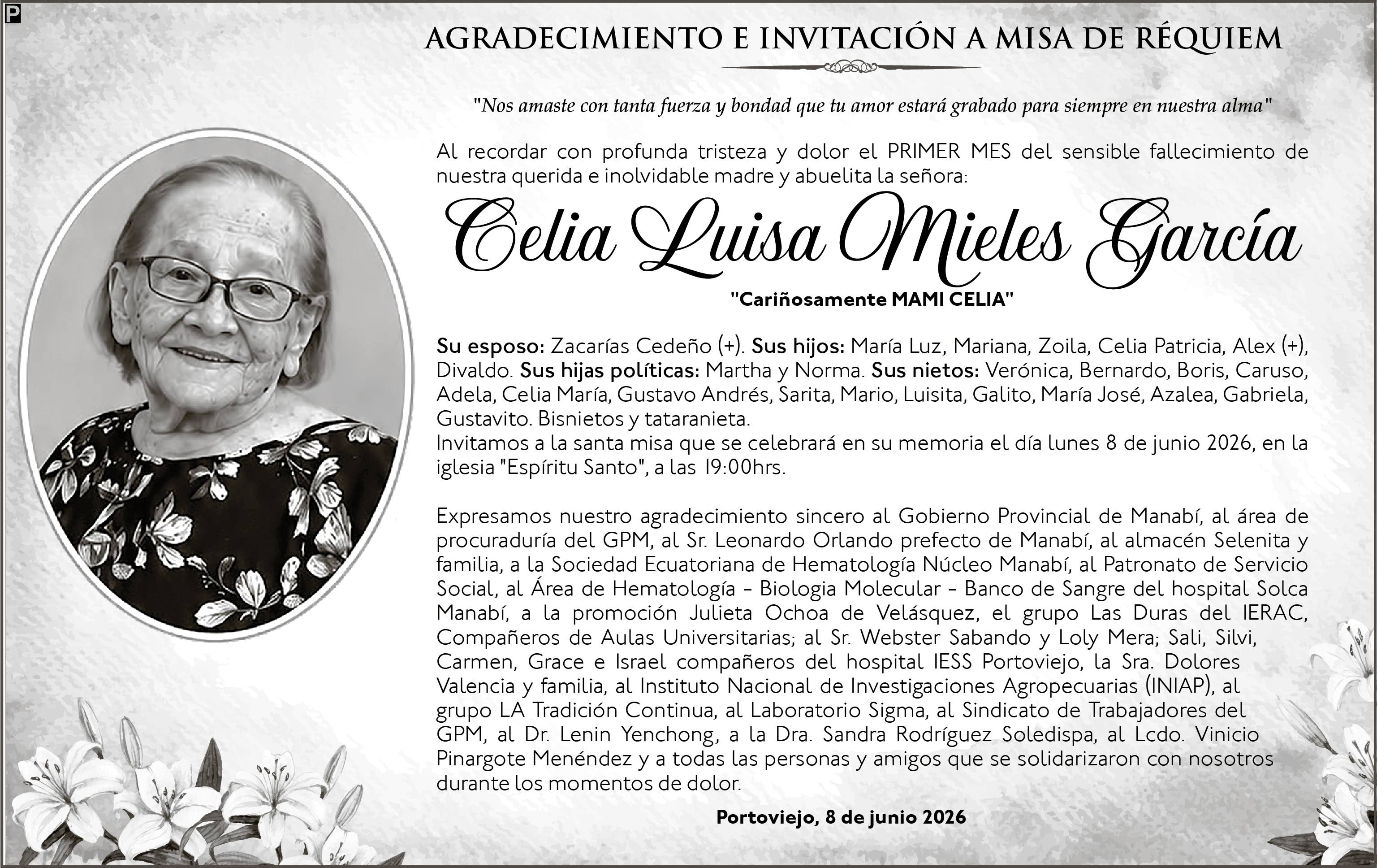 MISA CELIA LUISA MIELES GARCIA, medios ediasa
