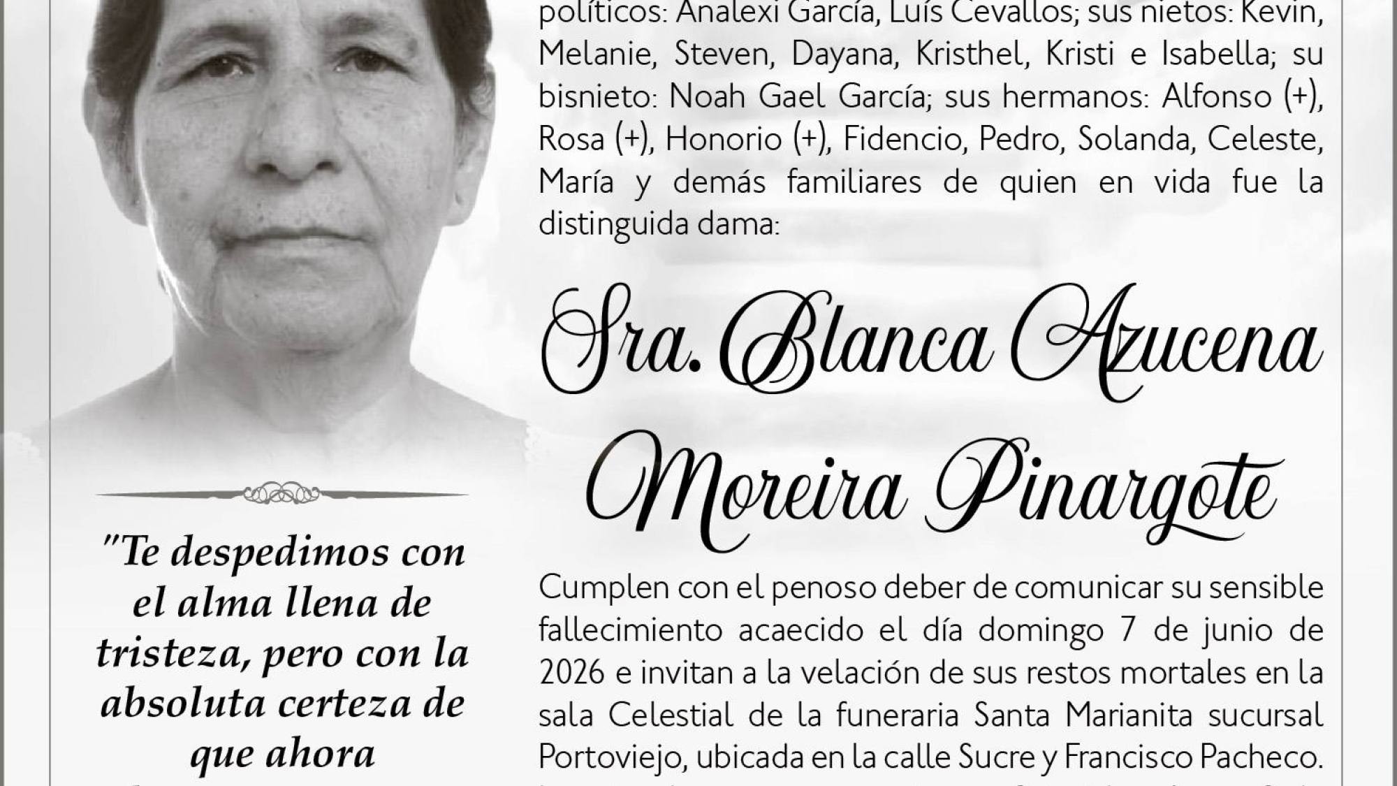 SEPELIO BLANCA AZUCENA MOREIRA PINARGOTE