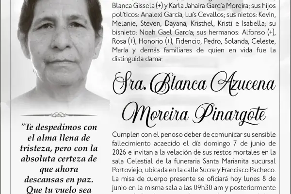 SEPELIO BLANCA AZUCENA MOREIRA PINARGOTE ,medios ediasa