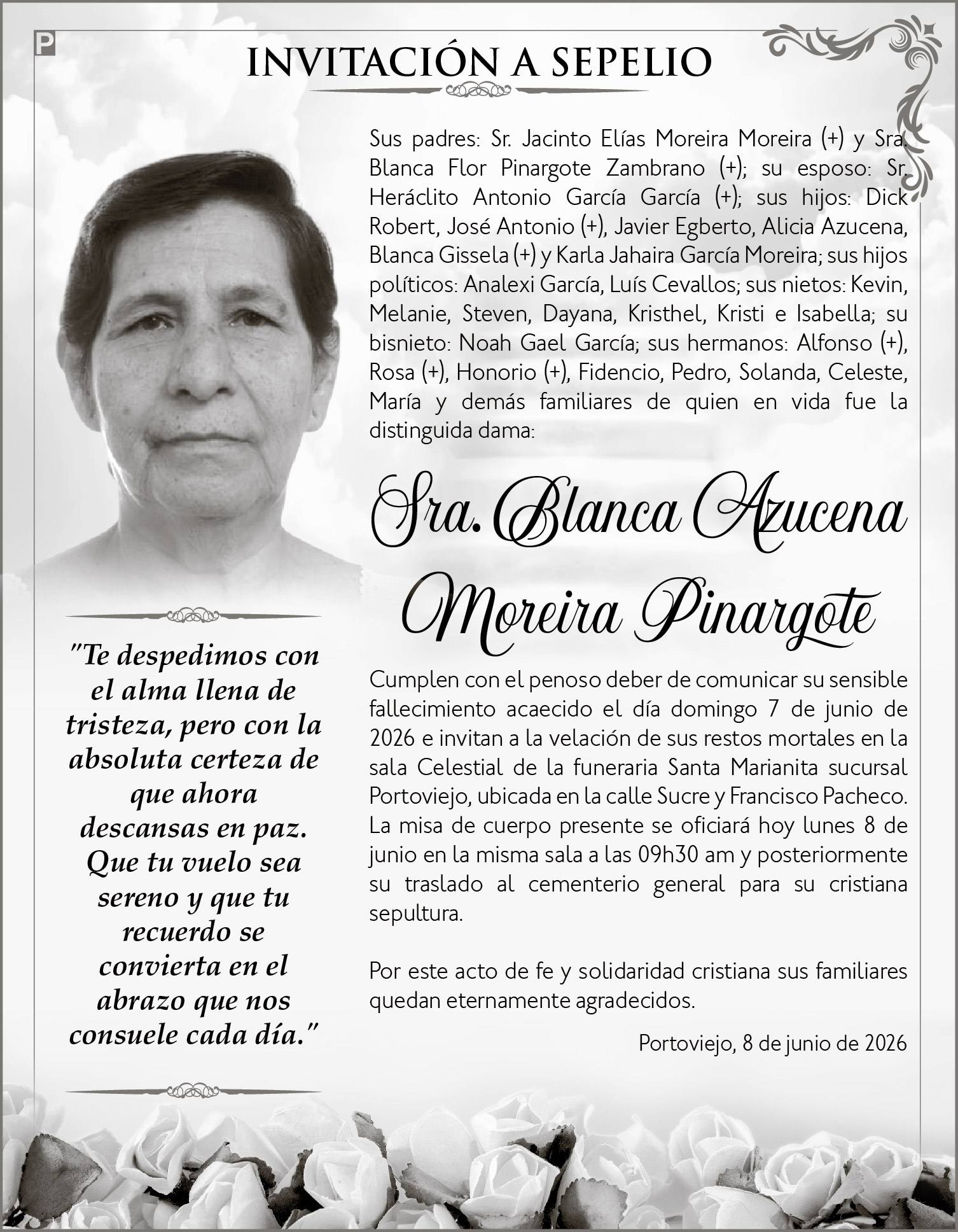 SEPELIO BLANCA AZUCENA MOREIRA PINARGOTE, medios ediasa