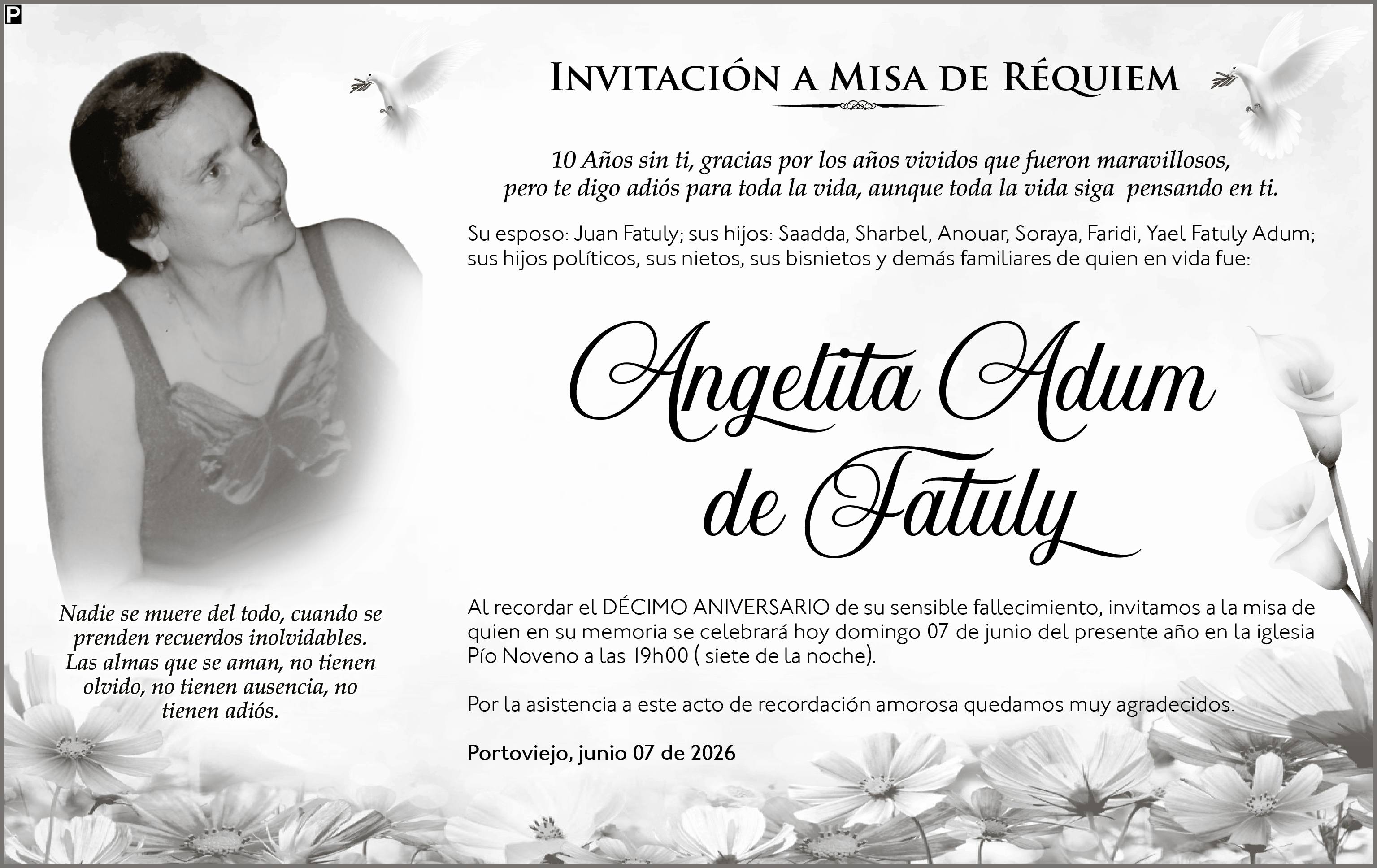MISA ANGELITA ADUM DE FATULY, medios ediasa