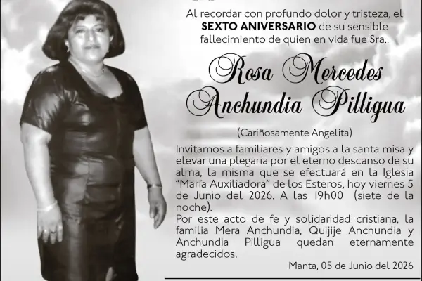 MISA ROSA MERCEDES ANCHUNDIA PILLIGUA ,medios ediasa