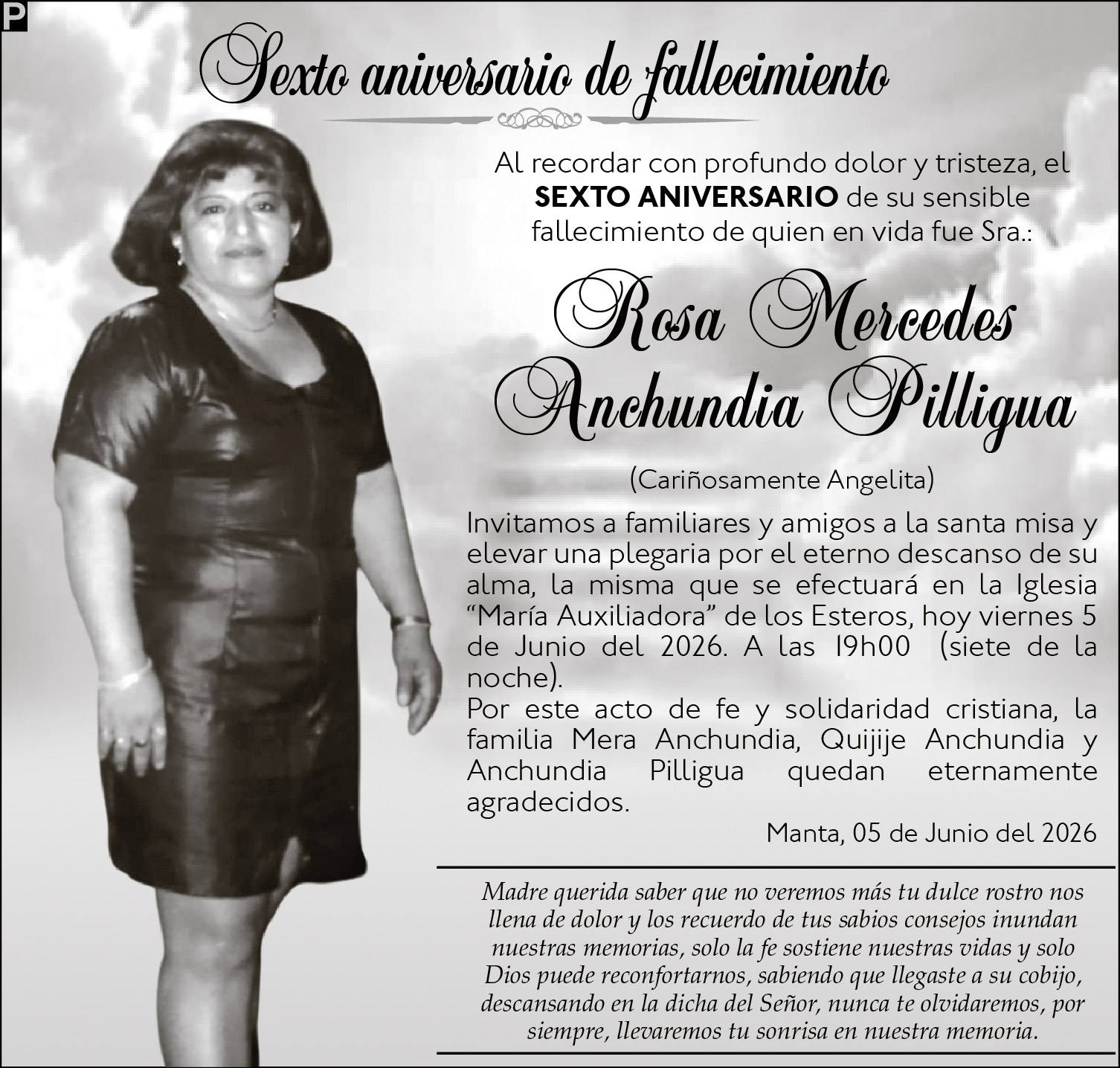 MISA ROSA MERCEDES ANCHUNDIA PILLIGUA, medios ediasa