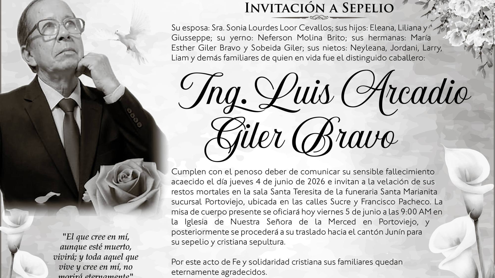 SEPELIO ING LUIS ARCADIO GILER BRAVO