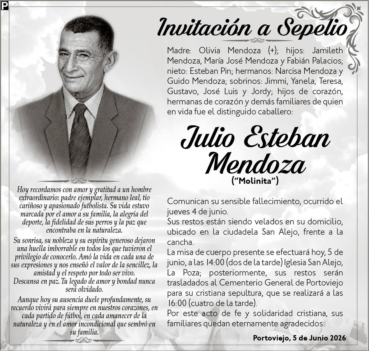 SEPELIO JULIO ESTEBAN MENDOZA, Medios Ediasa