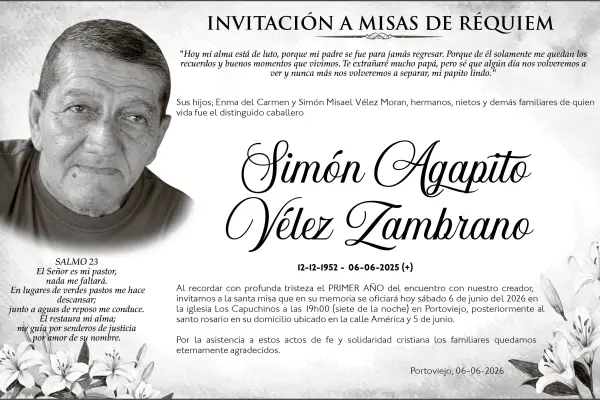 MISA SIMON AGAPITO VELEZ ZAMBRANO ,Medios Ediasa