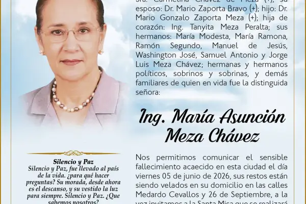 SEPELIO ING. MARIA ASUNCION MEZA CHAVEZ ,Medios Ediasa
