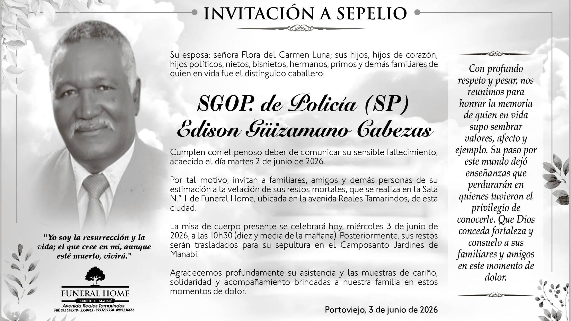 SEPELIO SGOP. de Policía (SP) Edison Guizamano Cabezas