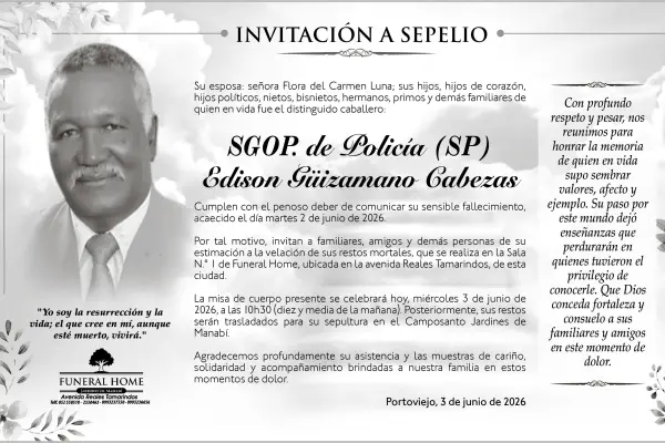 SEPELIO SGOP. de Policía (SP) Edison Guizamano Cabezas ,Medios Ediasa