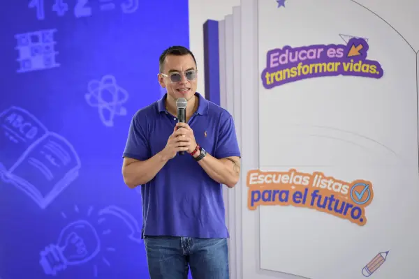 El presidente Daniel Noboa en su intervención en la Universidad Técnica de Manabí (UTM) ,El Diario