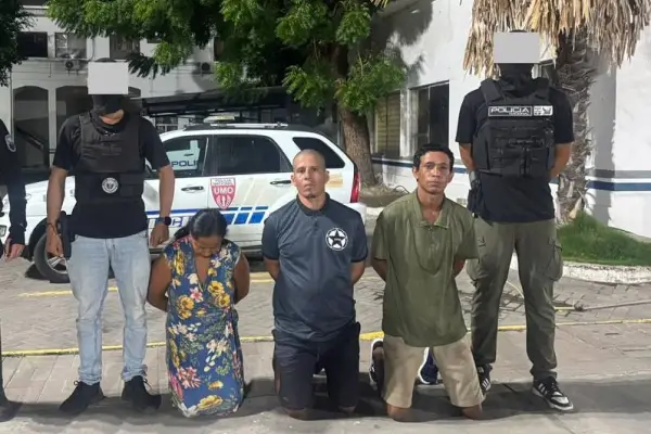 Entre los tres sospechosos se encuentran una mujer; todos fueron puestos a órdenes de la justicia. ,Foto: Policía Nacional