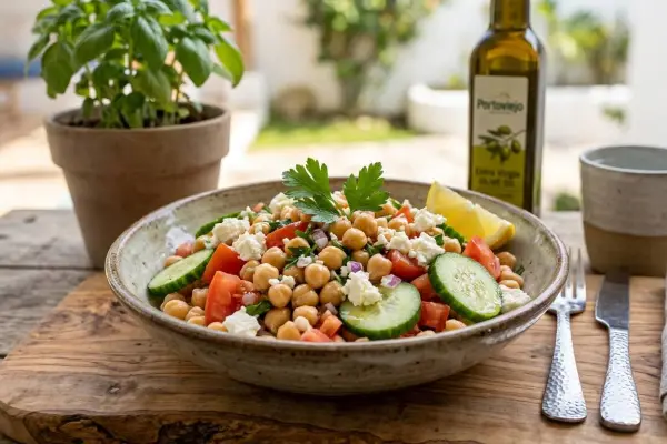 La ensalada de garbanzos aporta proteínas vegetales. 