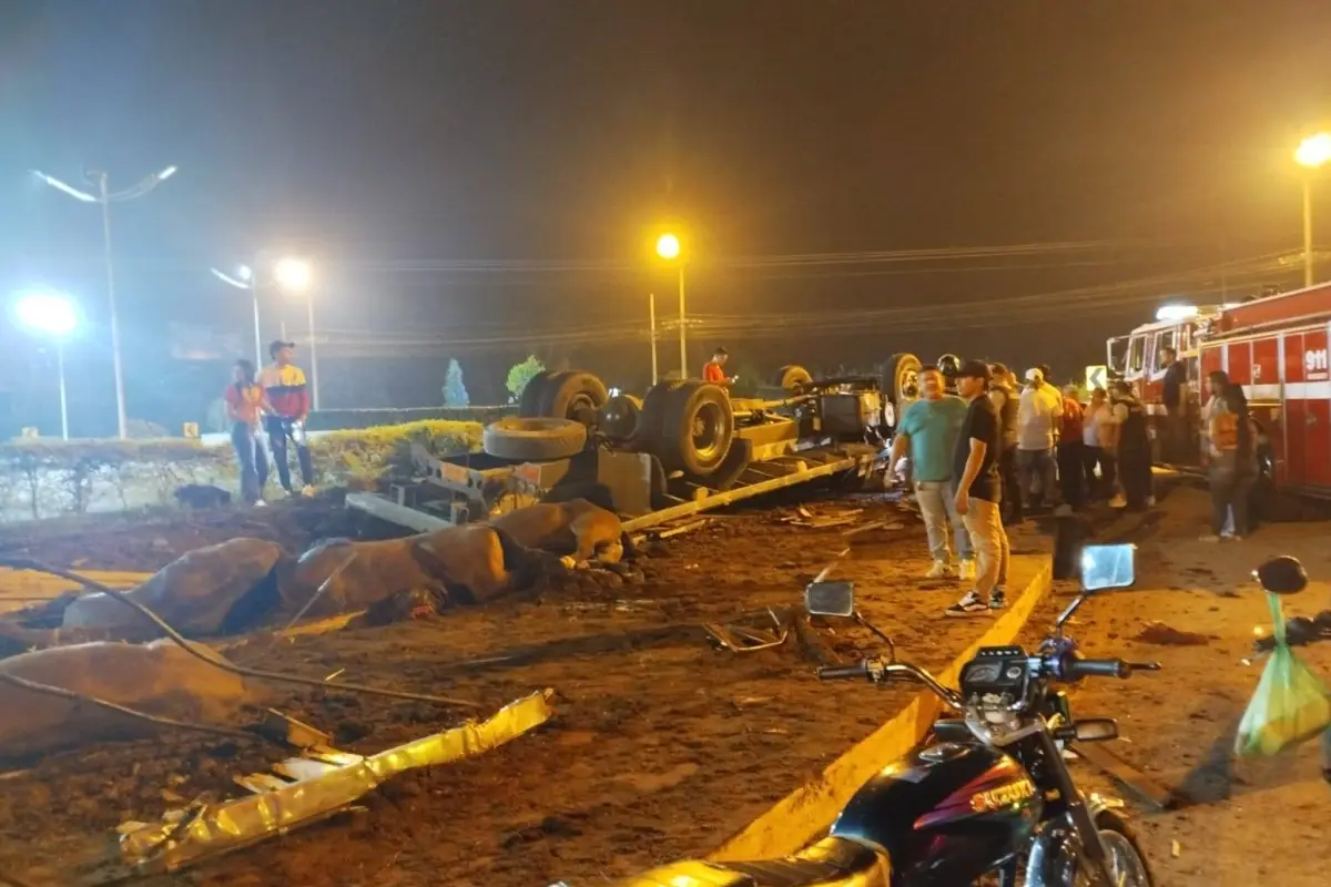 Los semovientes quedaron junto al camión accidentado., Cortesía