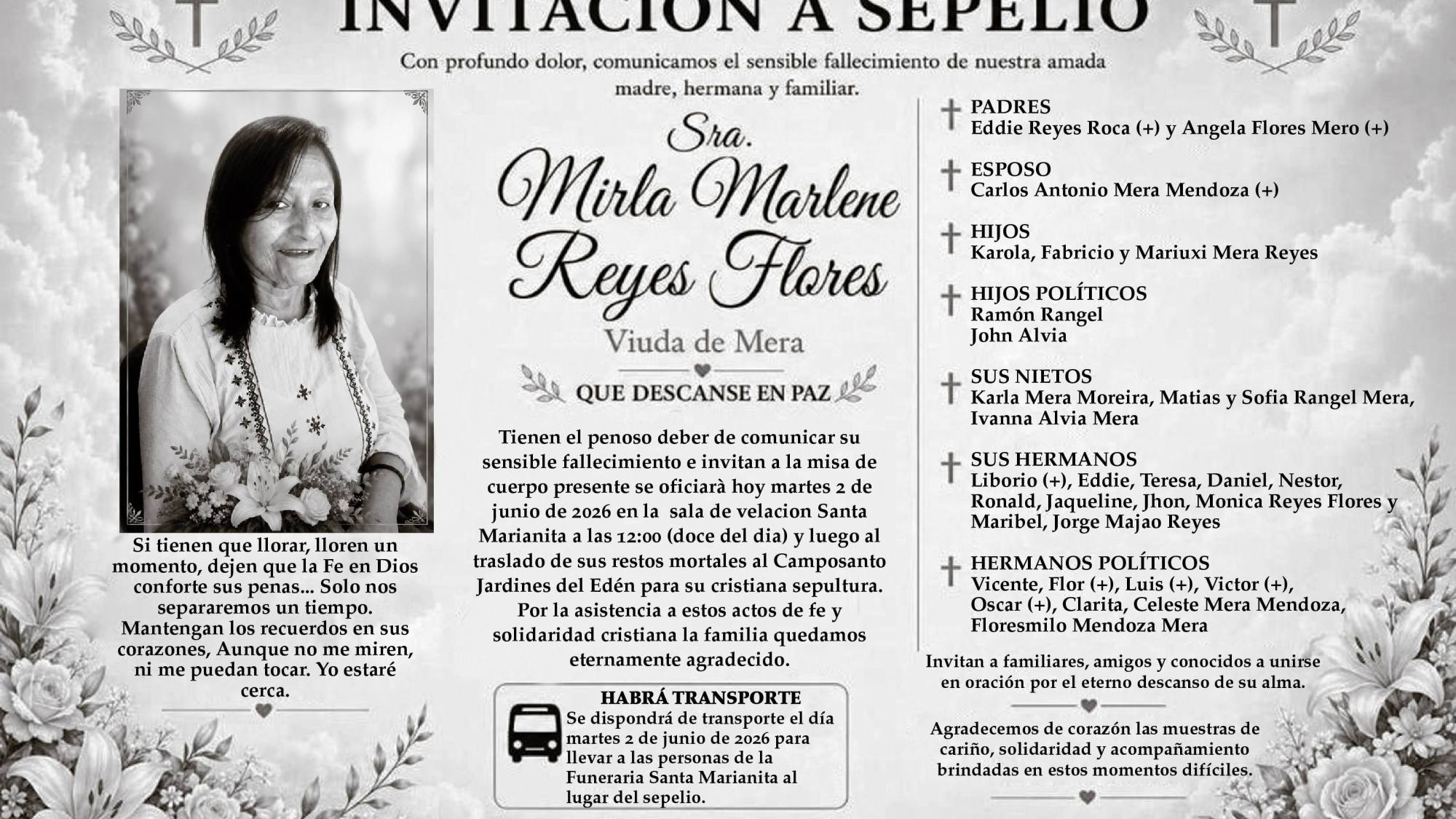 SEPELIO MIRLA MARLENE REYES FLORES