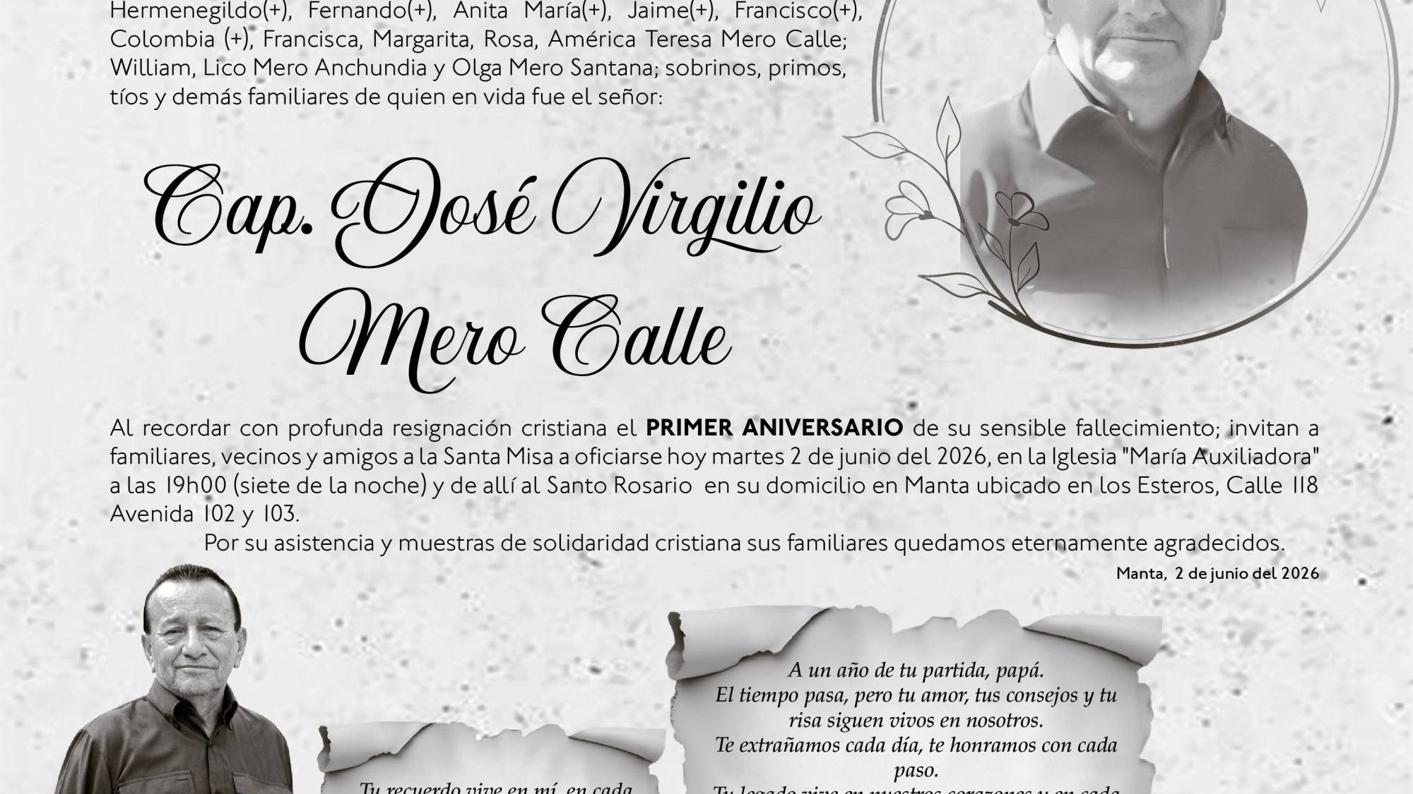 MISA JOSE VIRGILIO MERO CALLE