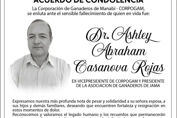 CONDOLENCIA ASHLEY ABRAHAM CASANOVA ROJAS