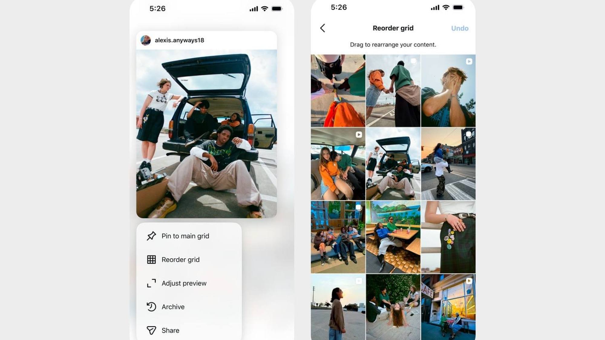 Instagram permite reorganizar el feed y destacar contenido d