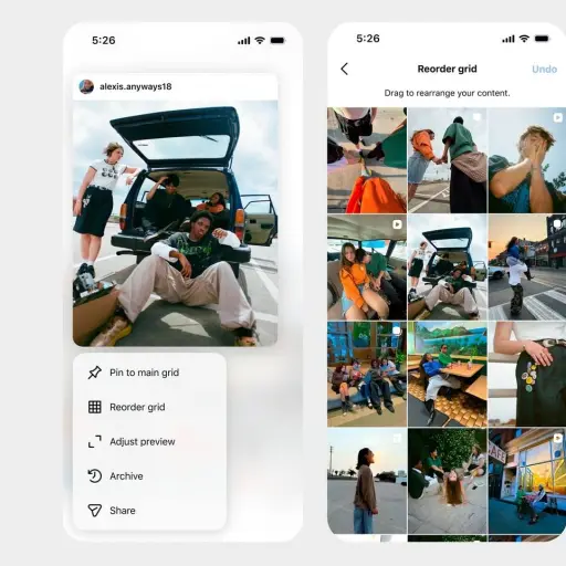 Instagram permite reorganizar el feed y destacar contenido del perfil