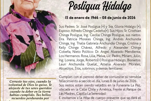 SEPELIO SRA LAURA ANTONIA POSLIGUA HIDALGO ,Medios Ediasa