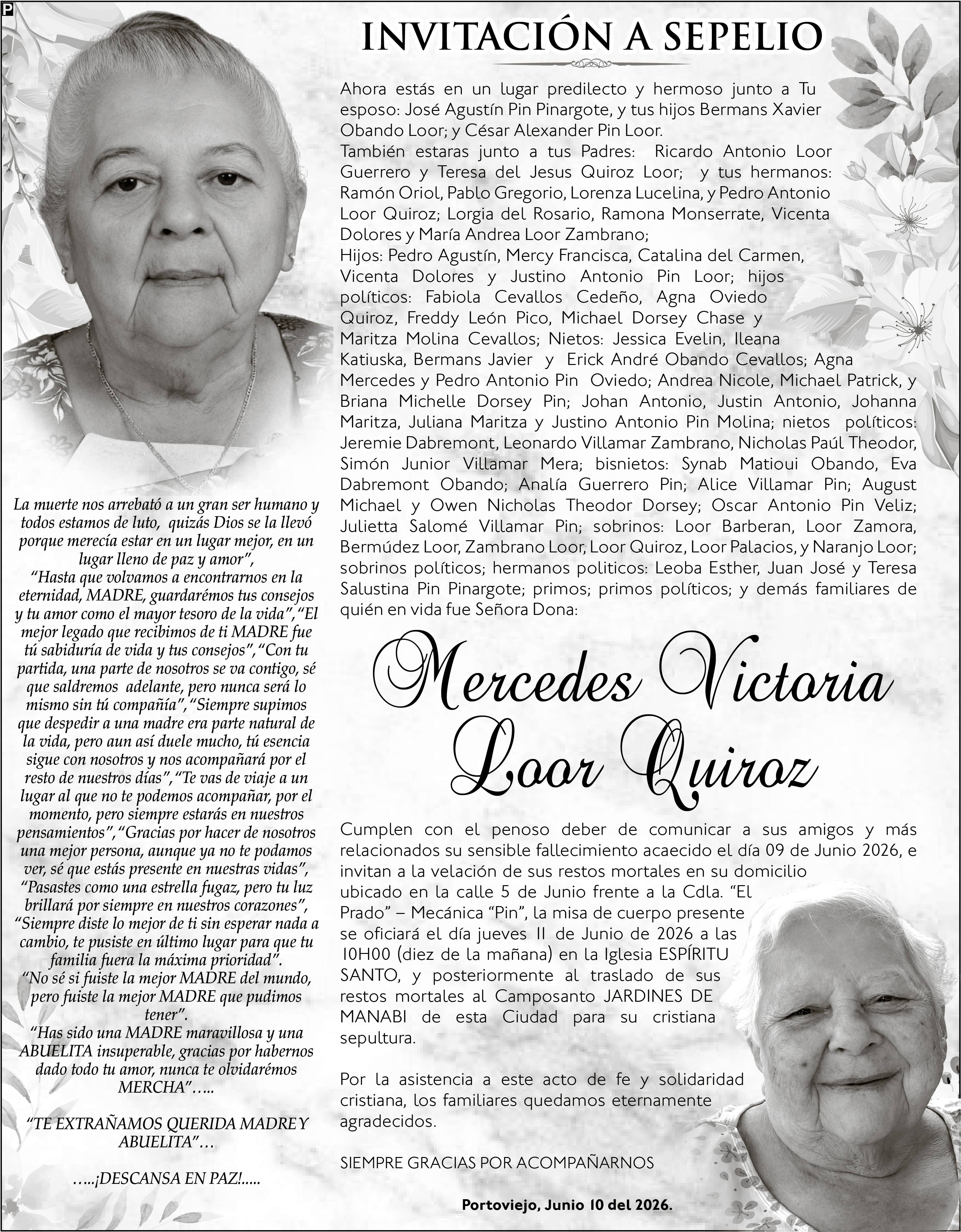 SEPELIO MERCEDES VICTORIA LOOR QUIROZ, Medios Ediasa