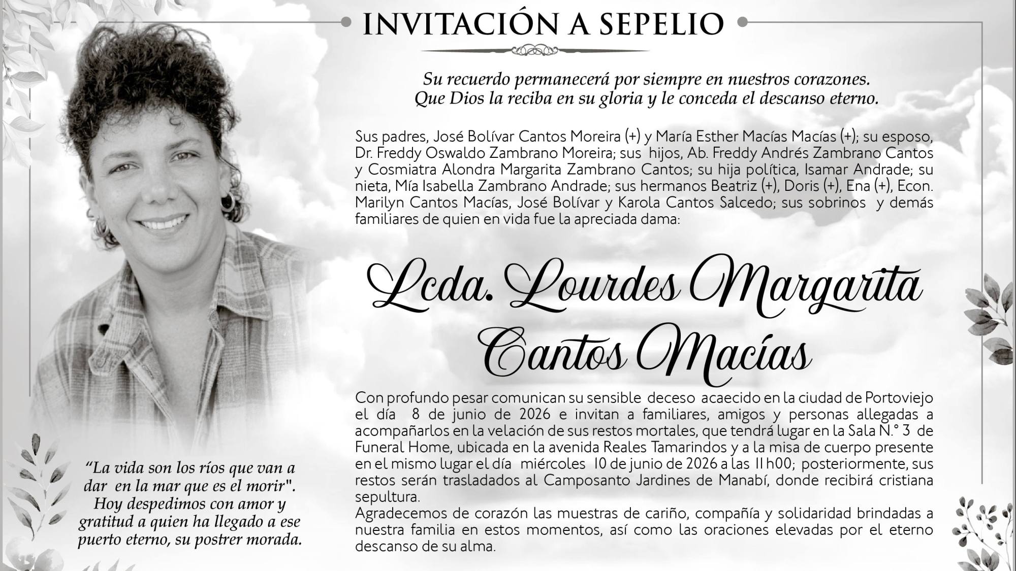 SEPELIO Lourdes Margarita Cantos Macías
