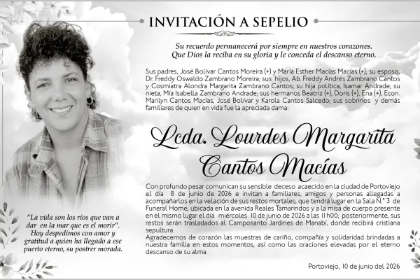 SEPELIO Lourdes Margarita Cantos Macías ,Medios Ediasa