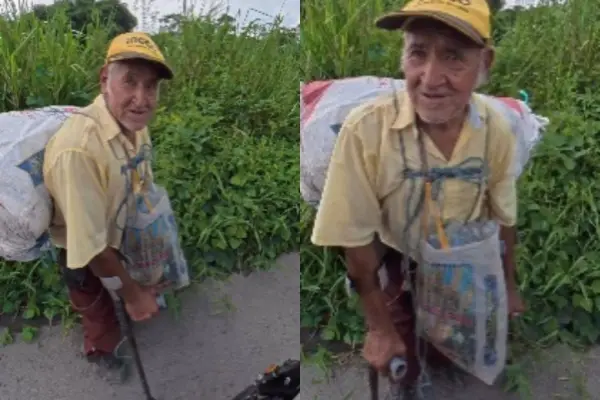 El adulto mayor se gana la vida con el reciclaje. ,Cortesía