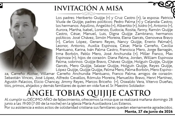 MISA ÁNGEL TOBIAS QUIJIJE CASTRO ,medios ediasa